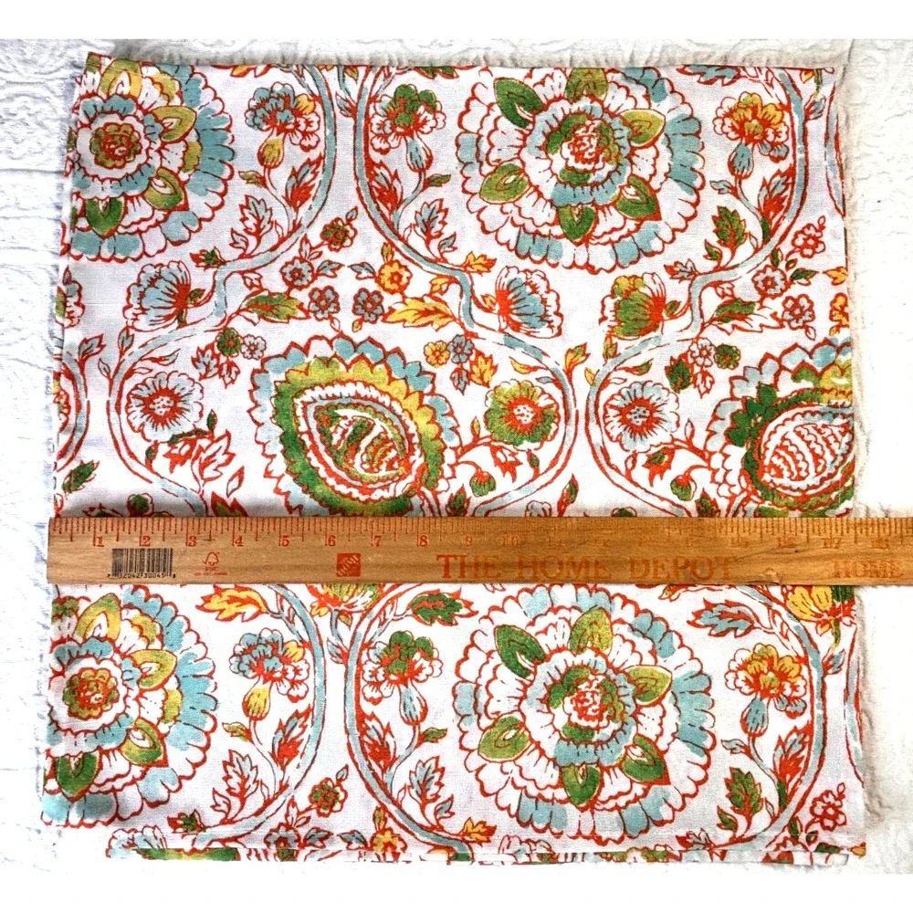 Vintage‎ Laura Ashley Floral Fabric Napkins Set of 4 Orange Green Cottage EUC